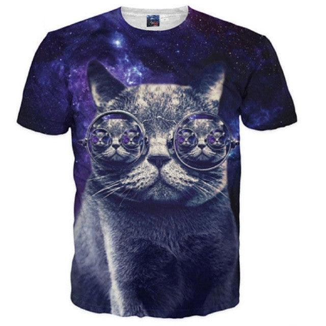 Galaxy Glasses Cat T-shirts